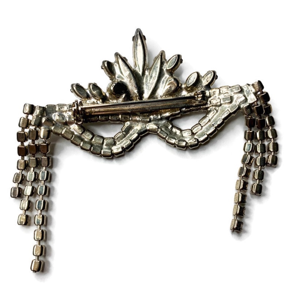 Vintage Masquerade Mask Rhinestone Crystal Brooch - Picture 2 of 2